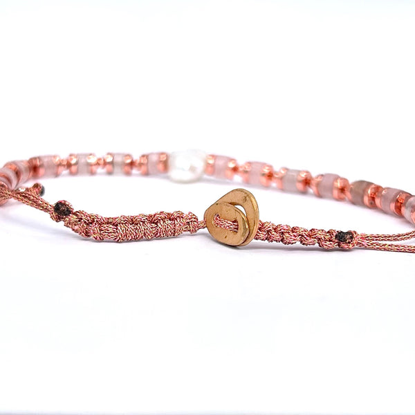 bronze hematite pink quartz pearl