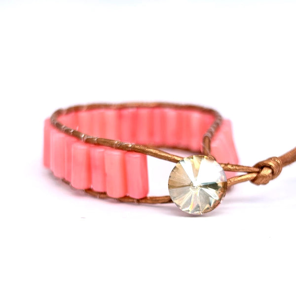 Coral natural Leather Swarovski