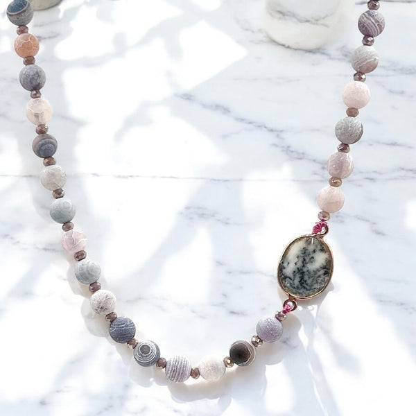 Mate Jasper with semi precious stone as pendant 